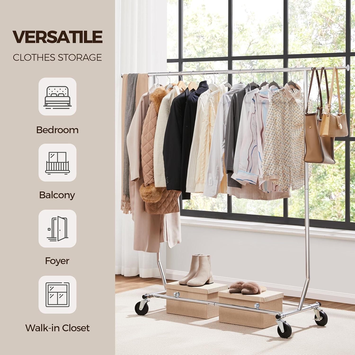 Perchero Rodante Yaheetech Ajustable Cromado 200 kg