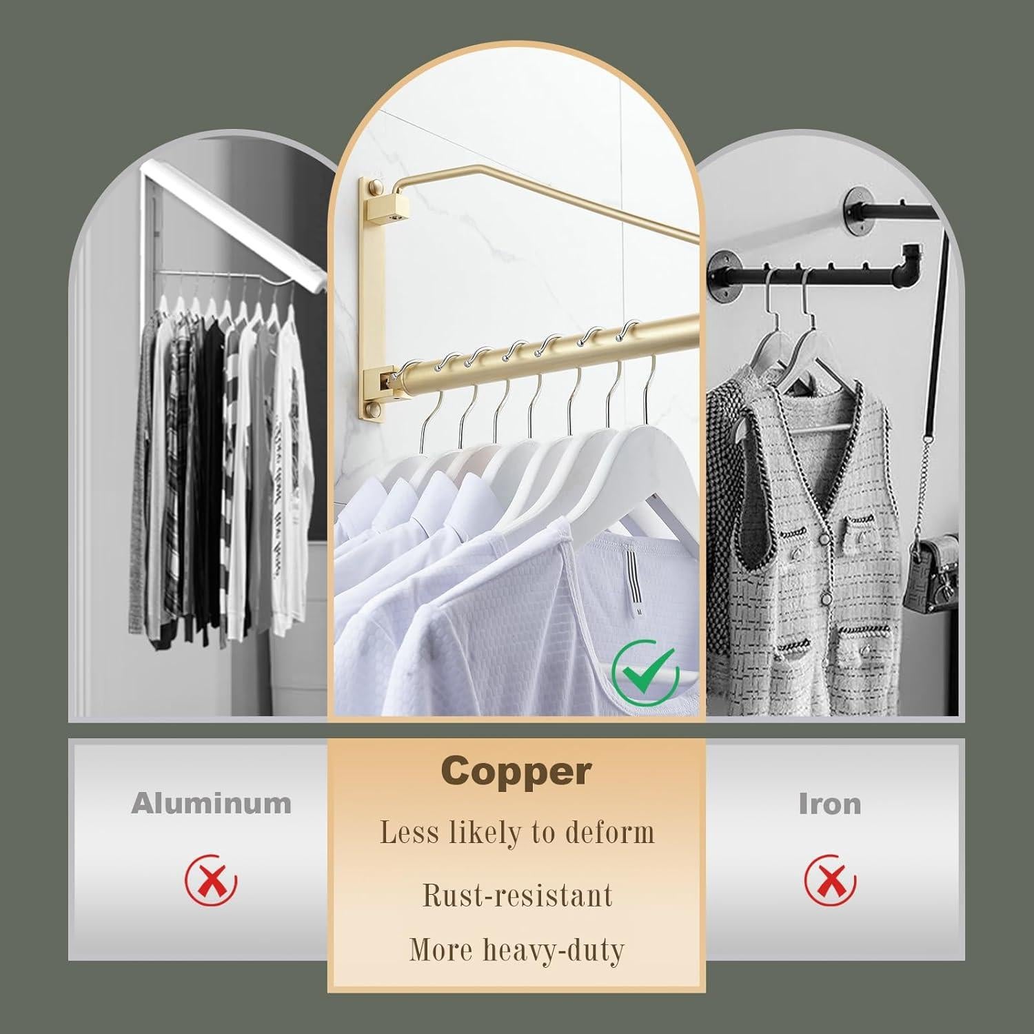 Perchero Plegable NEWRAIN Montado en Pared Latón Oro Cepillado