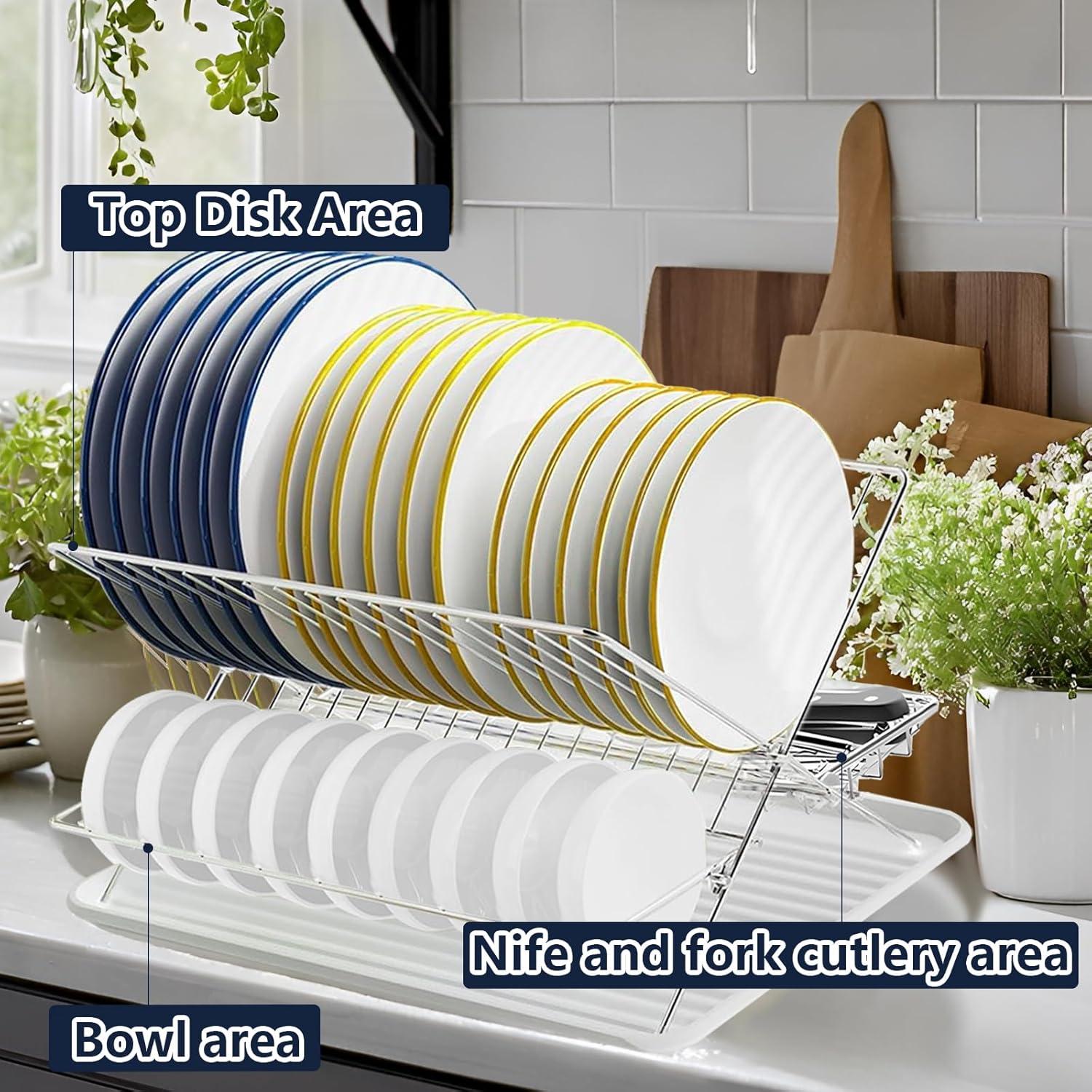 Escurridor de Platos JOKKOL Acero Inoxidable 2 Niveles 44,7 cm