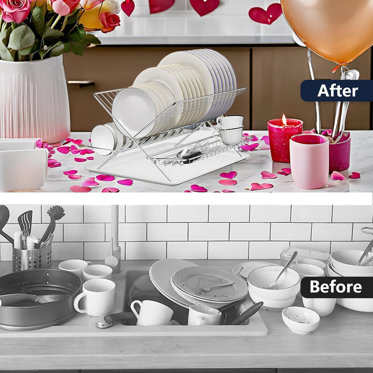 Escurridor de Platos JOKKOL Acero Inoxidable 2 Niveles 44,7 cm