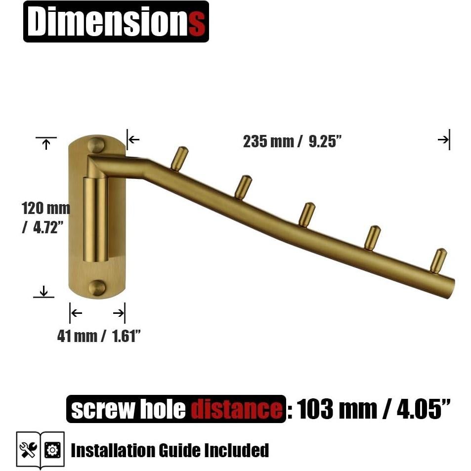 Perchero Plegable JQK de Acero Inoxidable Oro - 2 Piezas