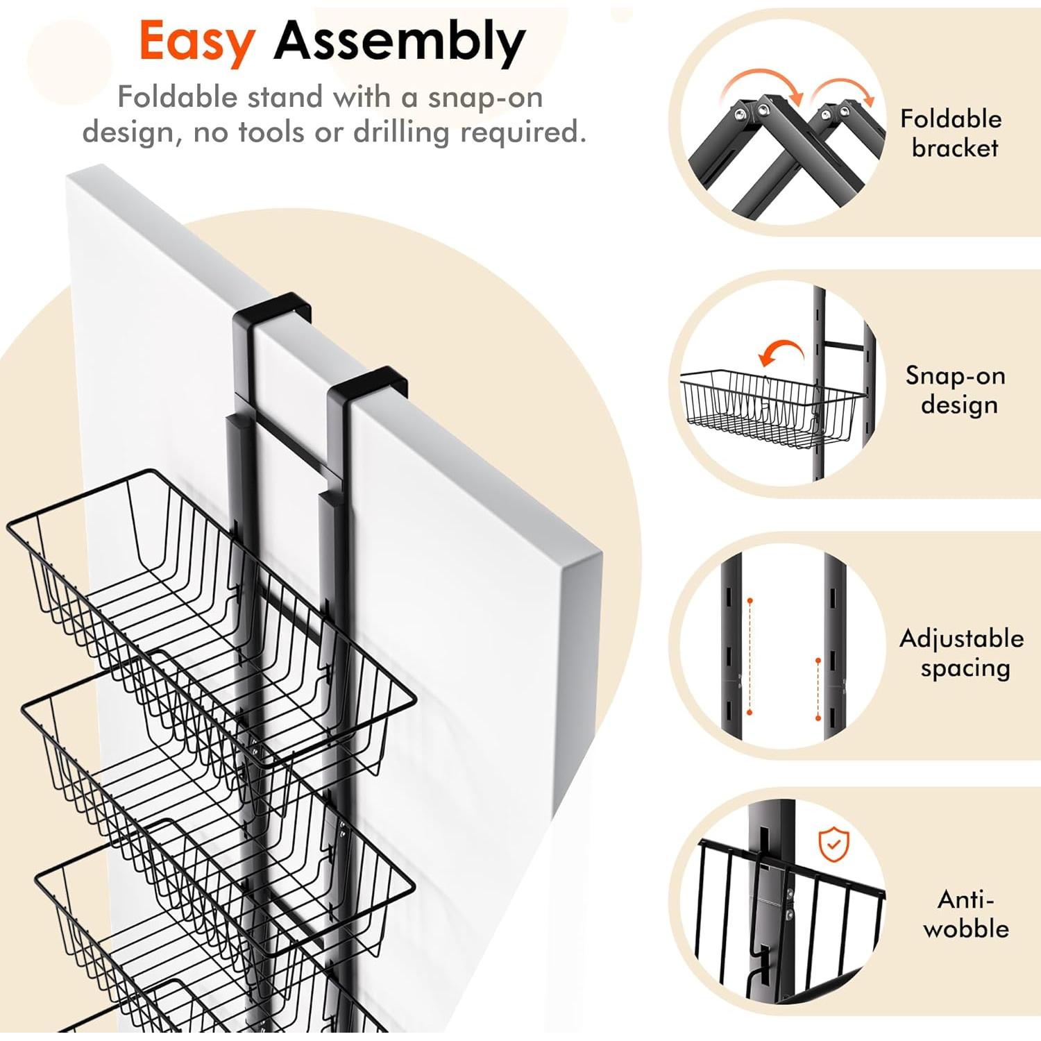 Organizador de despensa LUXEAR 8 niveles colgante metal negro