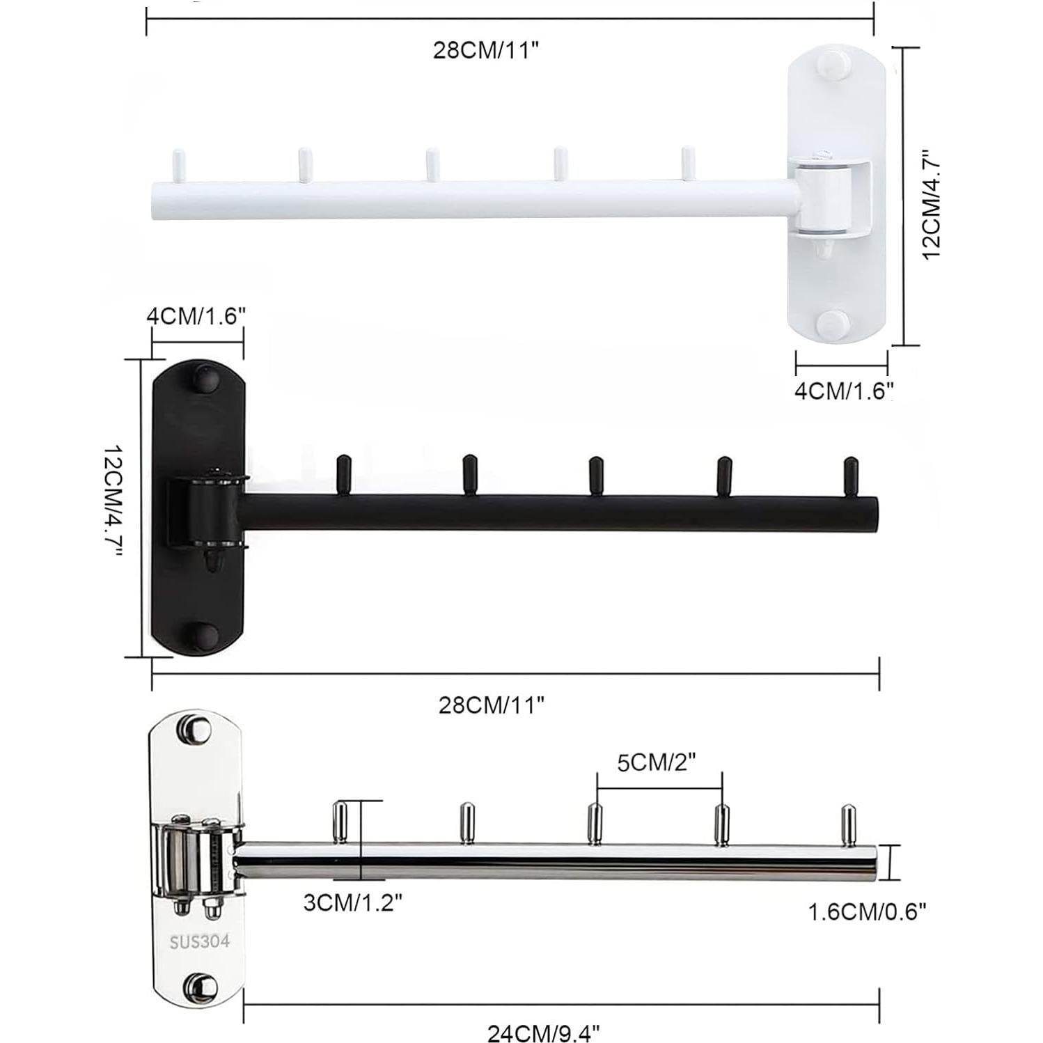Percheros de Pared Plegables Zivisk Acero Inoxidable 2 Unidades