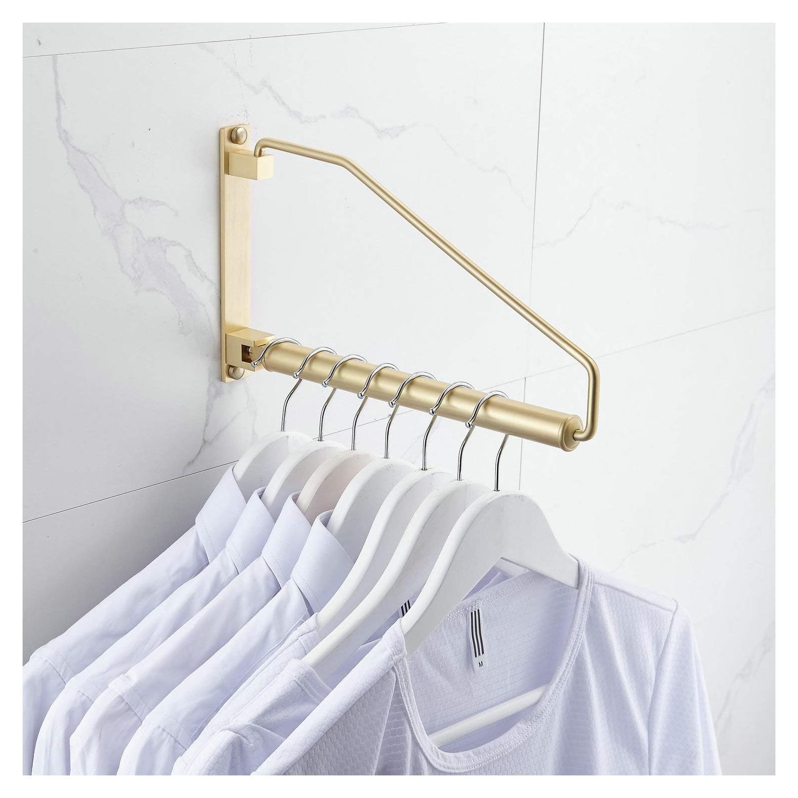 Perchero Plegable Hiendure Dorado Cepillado 30 cm Soporte Ropa