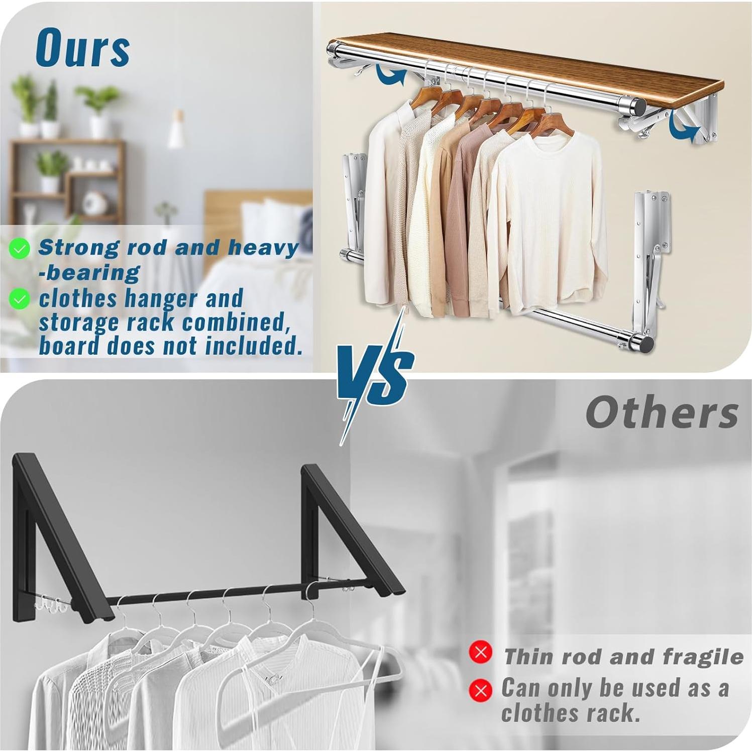 Perchero de Pared Plegable TBMLC 111,76 cm Acero Inoxidable