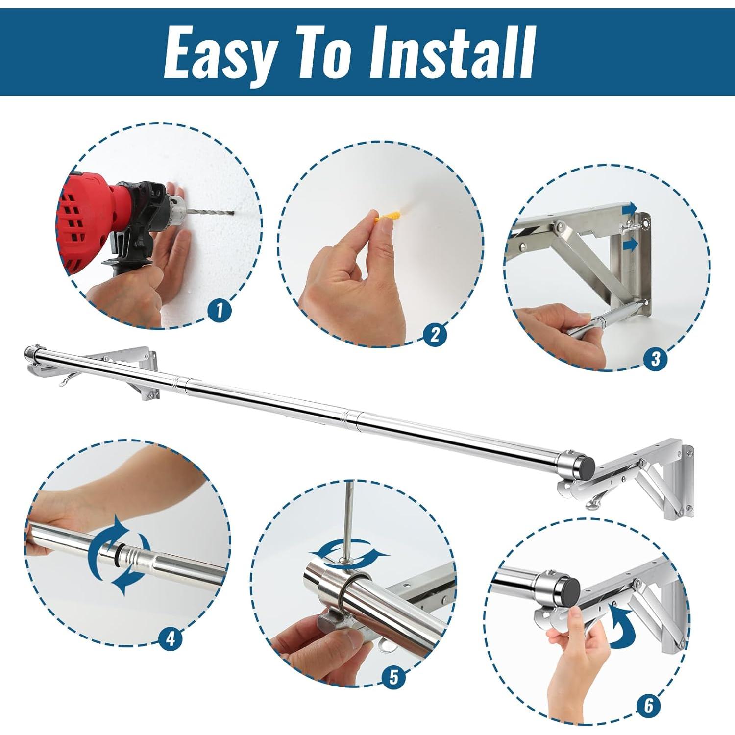 Perchero de Pared Plegable TBMLC 111,76 cm Acero Inoxidable