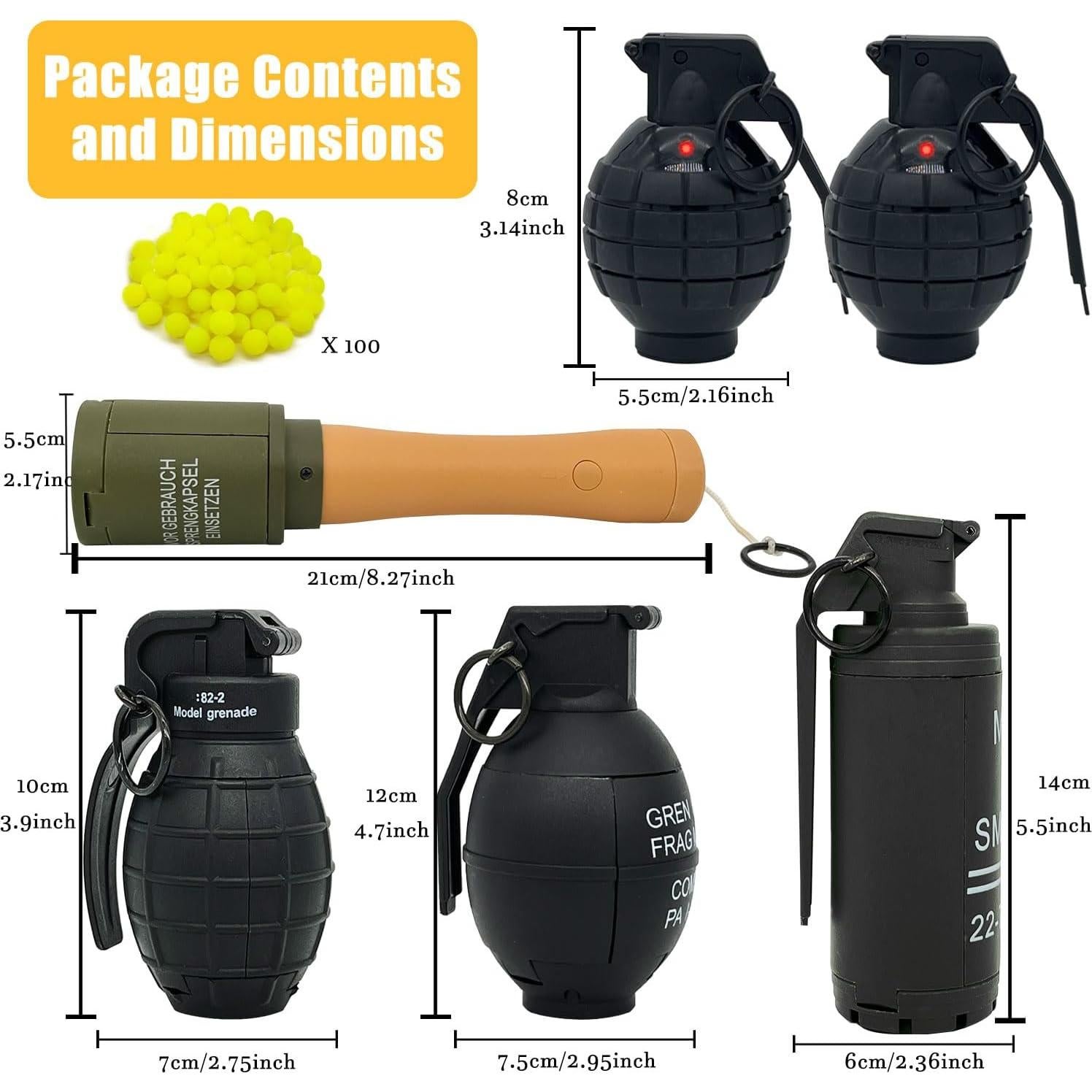 6 Piezas Juguete Granada Táctica Reglory con 100 Balas