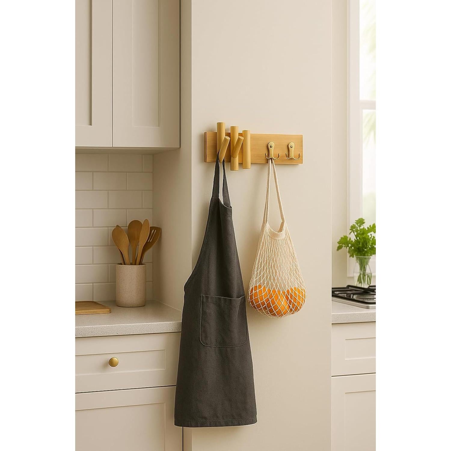 Perchero de pared BAMBOOVITA de bambú natural 3 ganchos