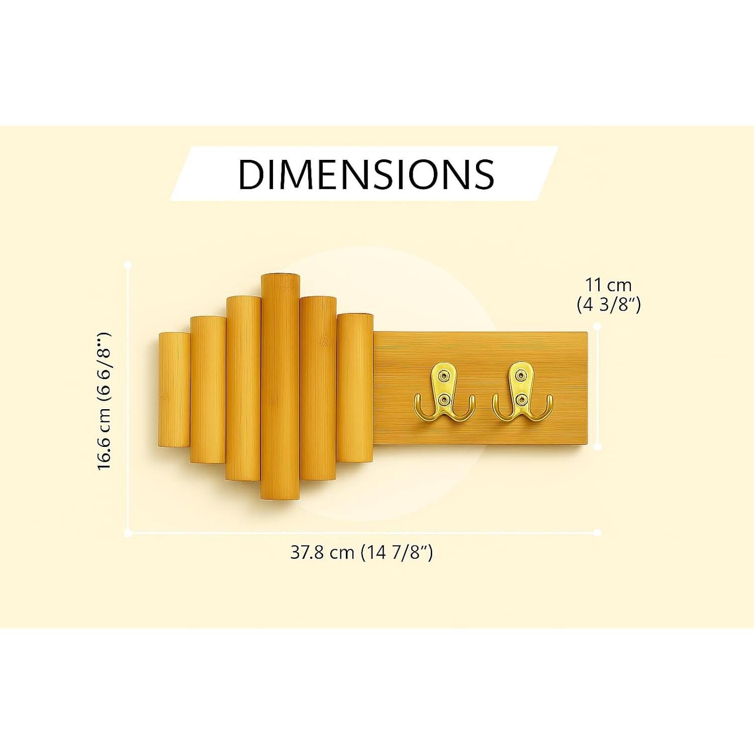 Perchero de pared BAMBOOVITA de bambú natural 3 ganchos