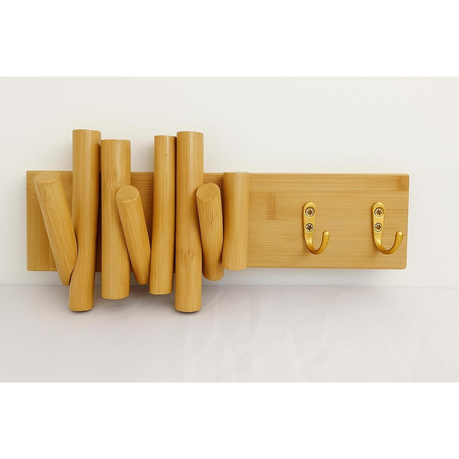 Perchero de pared BAMBOOVITA de bambú natural 3 ganchos