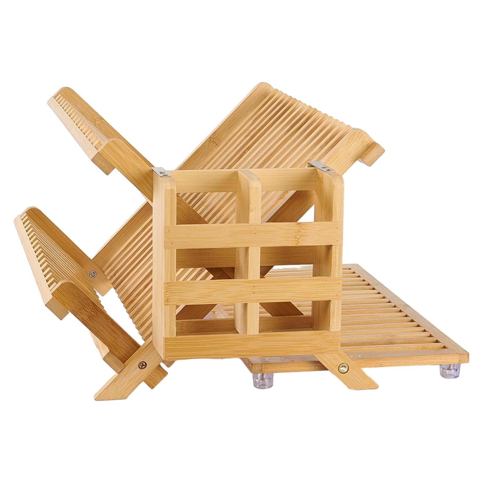 Escurridor de Platos Plegable NOVAYEAH 3 Niveles Bambú