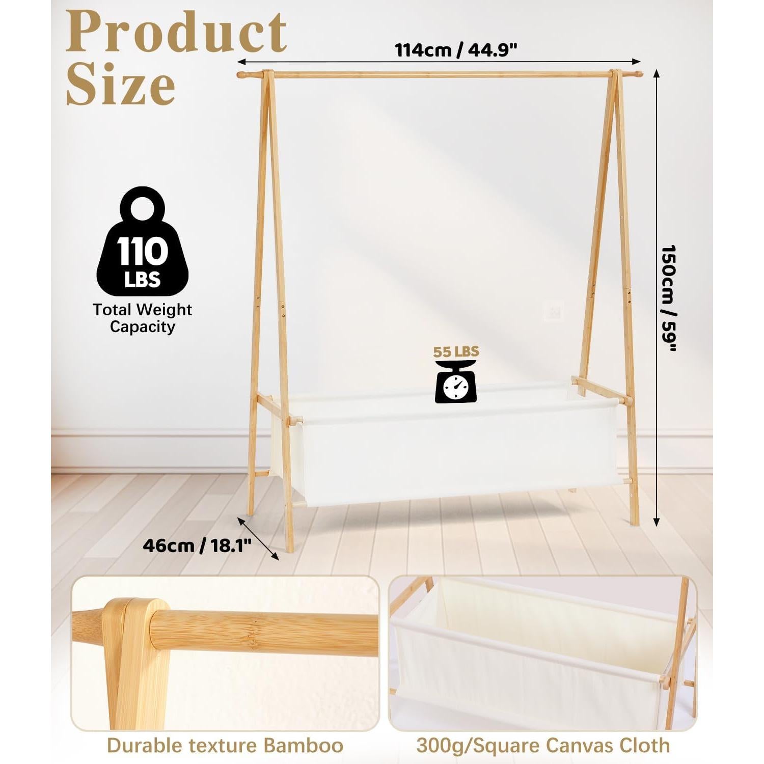 Perchero de Bambú Relquorax Extra Grande Plegable 3,19 kg