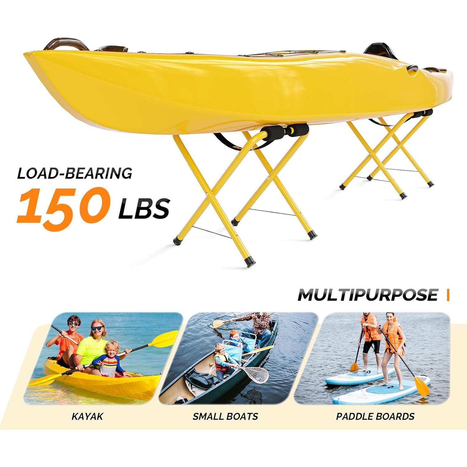 Soporte de Kayak Plegable Bonnlo Aluminio 150 lbs Amarillo