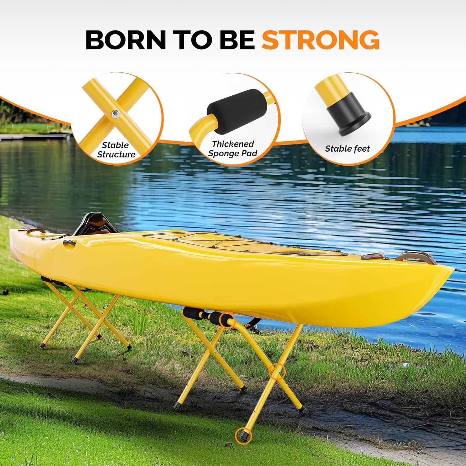 Soporte de Kayak Plegable Bonnlo Aluminio 150 lbs Amarillo