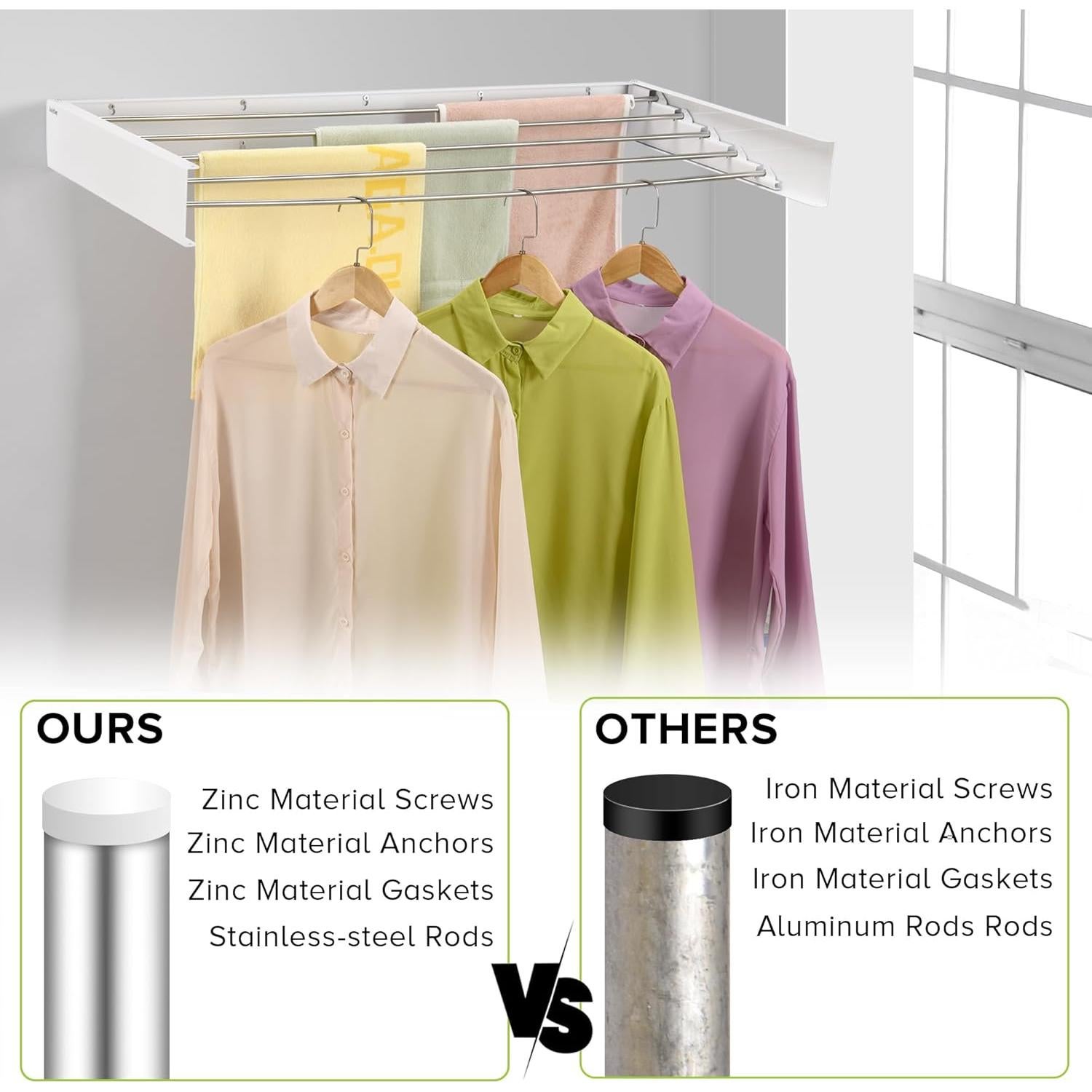 Estante de Secado Plegable JolyBay 1.0m Blanco Acero