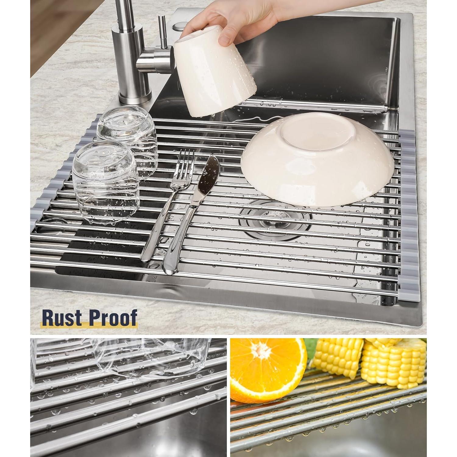 Estante Secado de Platos Plegable Tomorotec 45x31.75cm Acero Inox