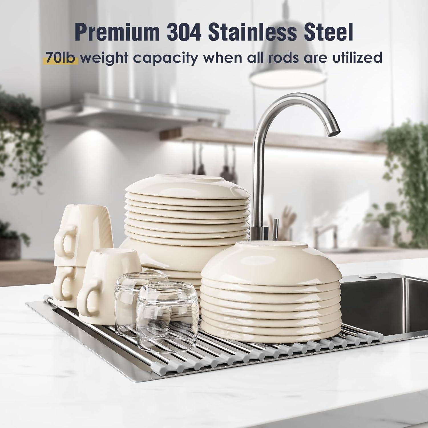 Estante Secado de Platos Plegable Tomorotec 45x31.75cm Acero Inox