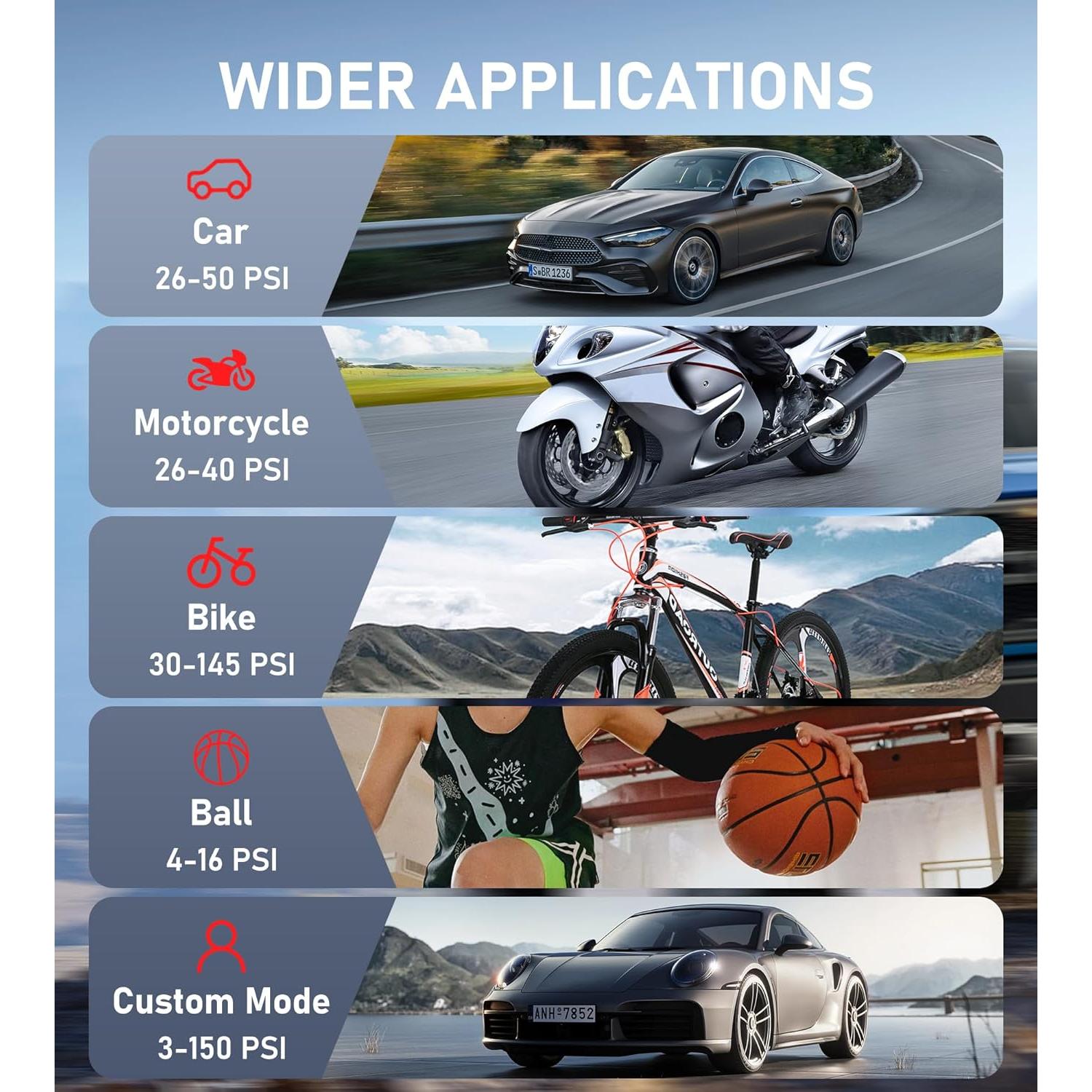 Compresor de Aire Portátil InflaVive 150 PSI con Luz LED