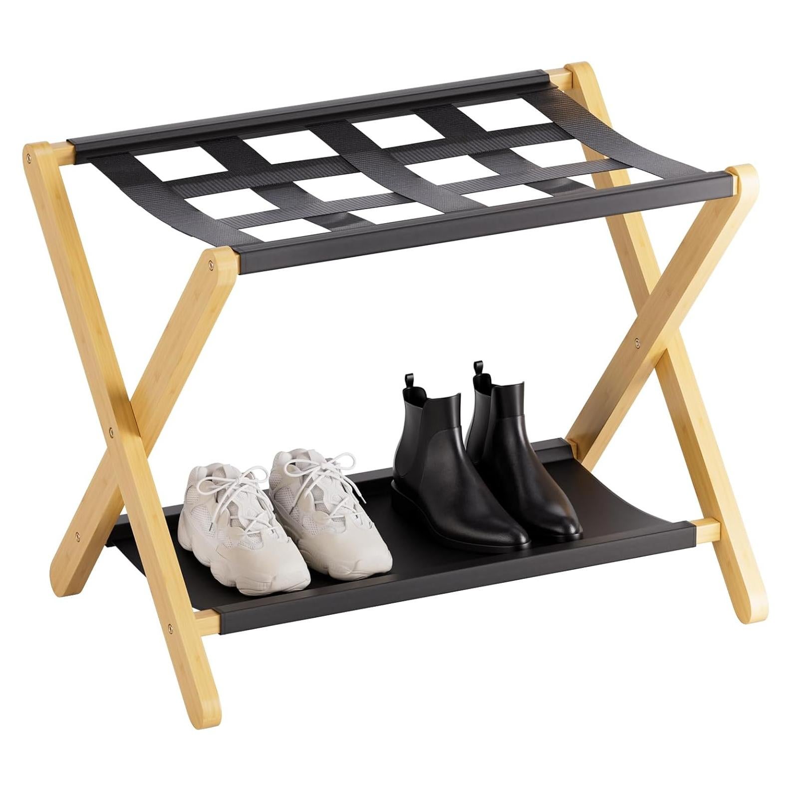 Soporte de Equipaje Plegable HITNET de Bambú Natural 67x46cm