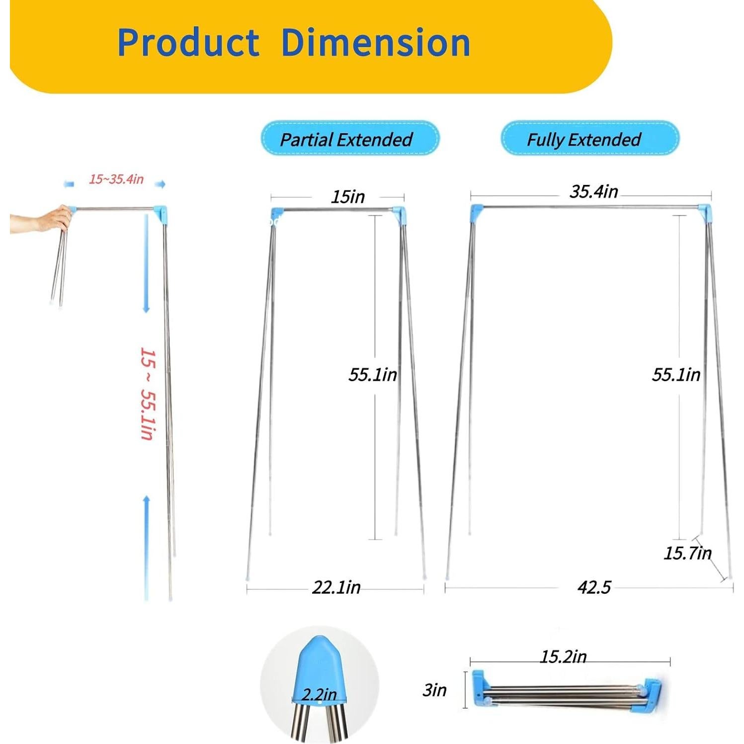 Rack de Secado de Ropa Plegable Lmaray Acero Inoxidable