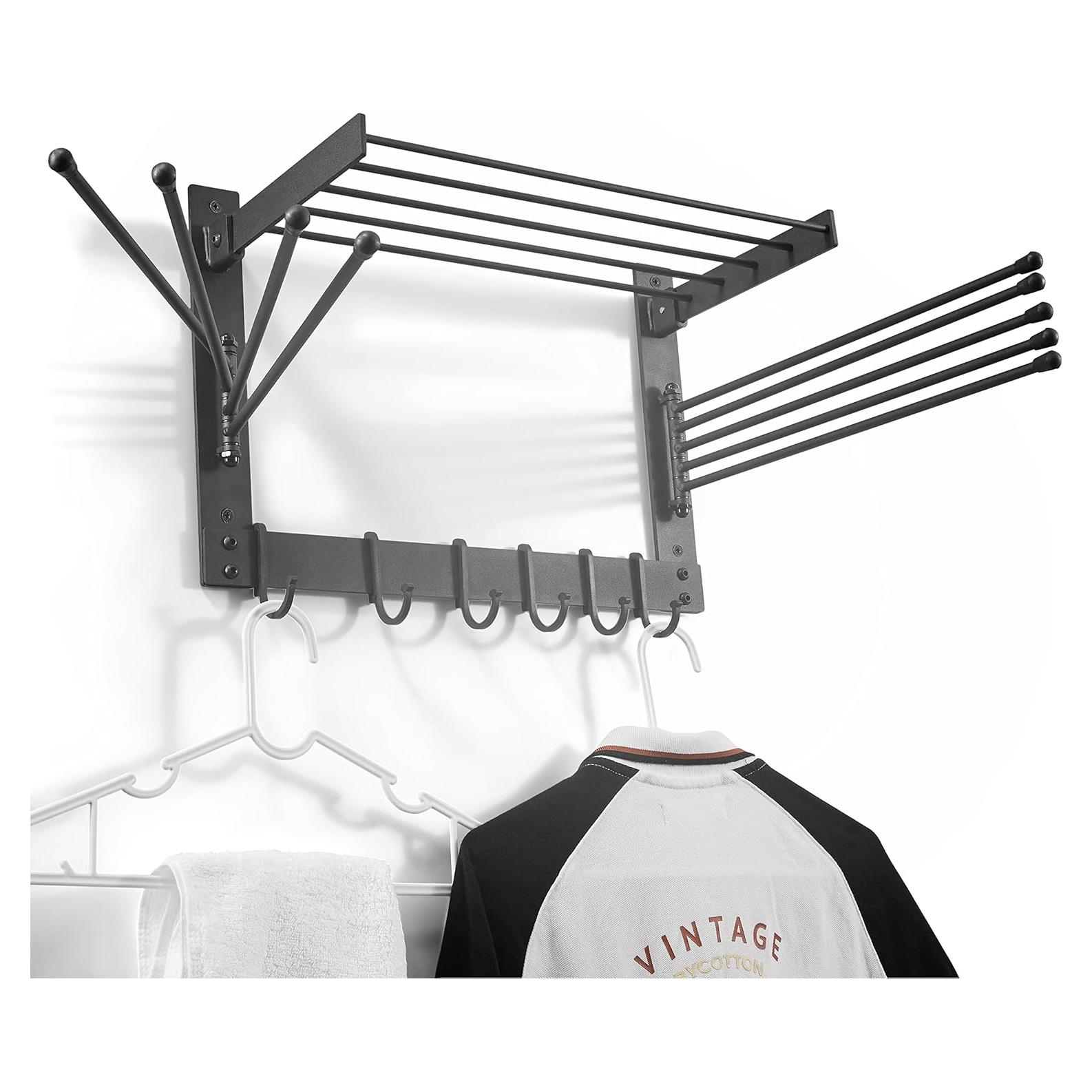 Soporte de Secado de Ropa BATODA Pared Acero Negro 22.68kg