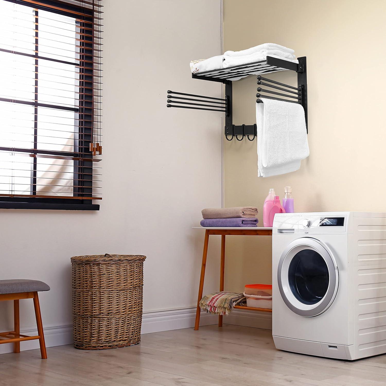 Soporte de Secado de Ropa BATODA Pared Acero Negro 22.68kg