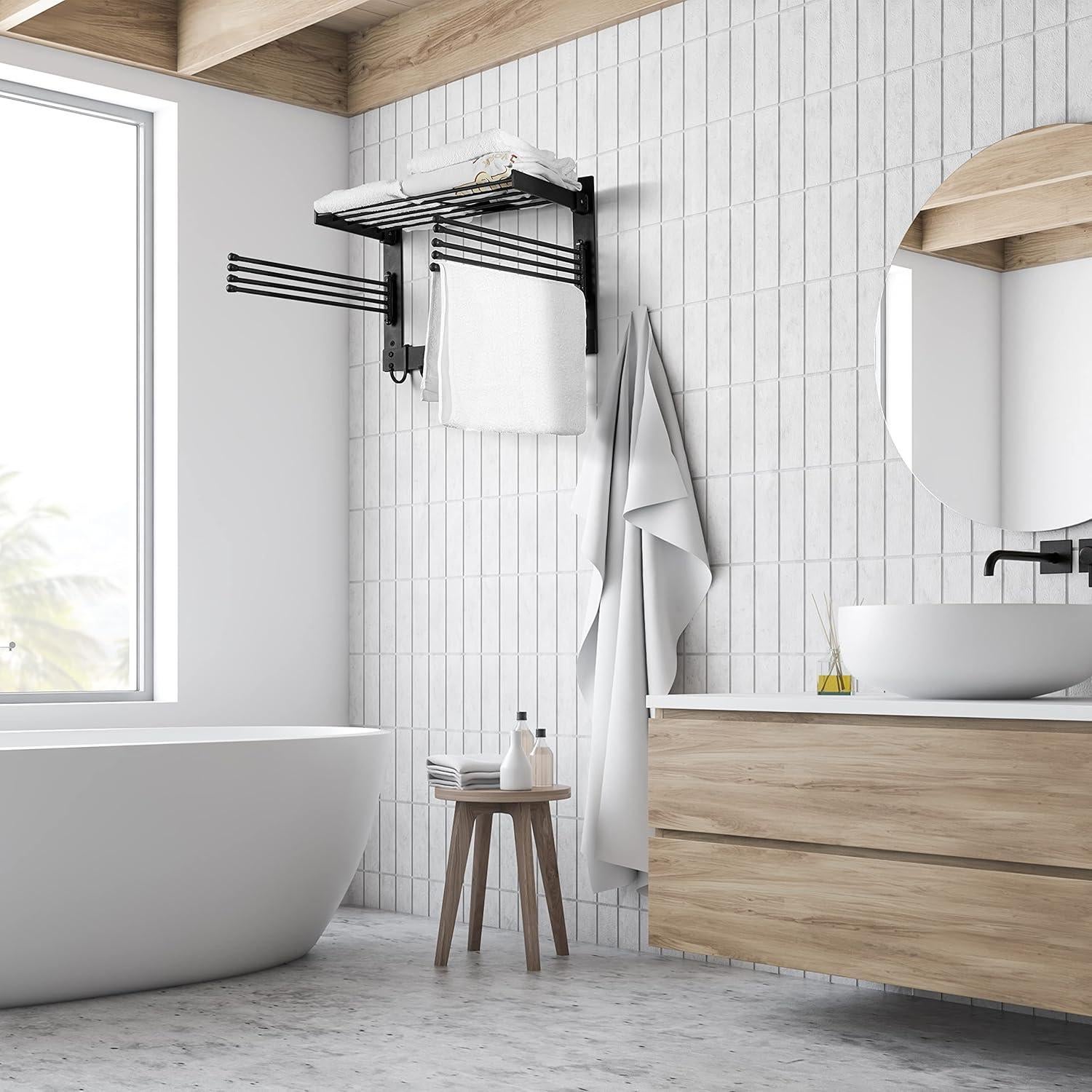 Soporte de Secado de Ropa BATODA Pared Acero Negro 22.68kg