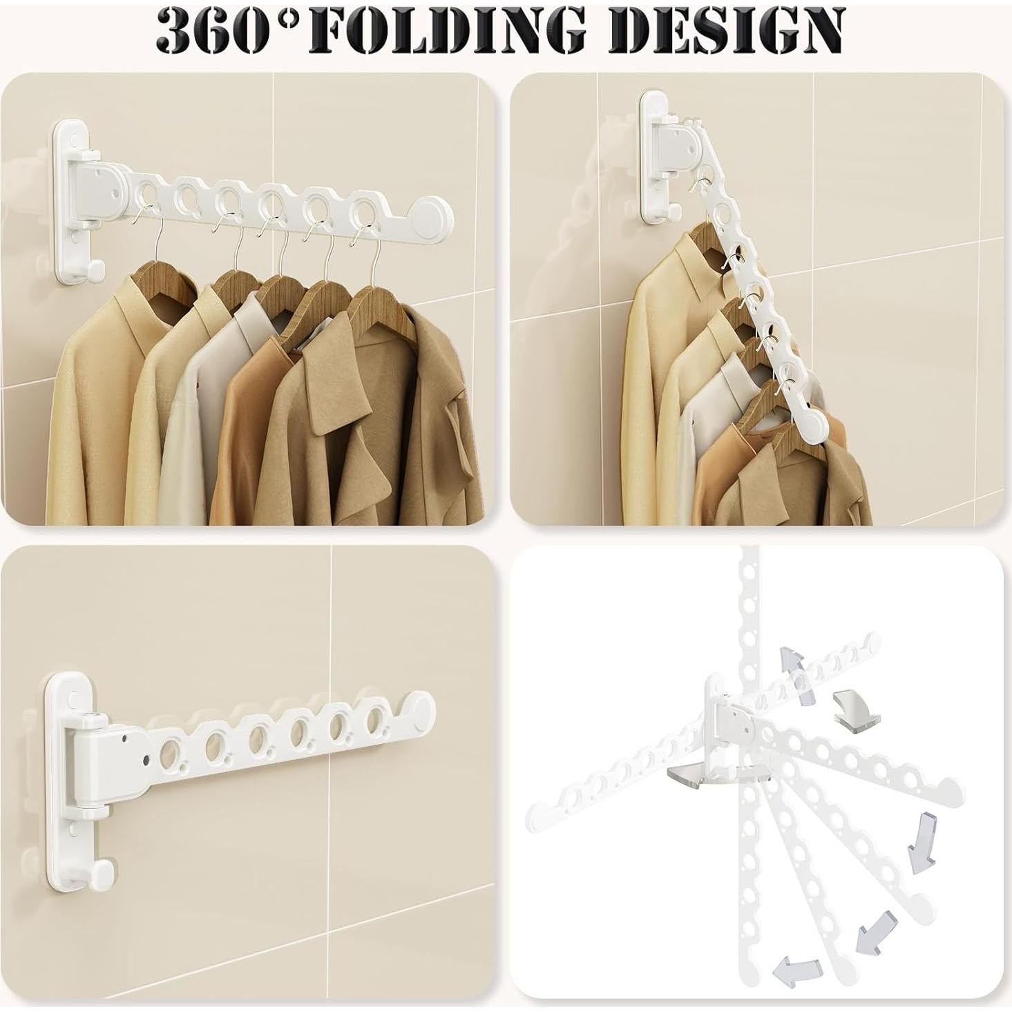 Soporte de Pared para Secar Ropa iMonse Blanco 2 Piezas