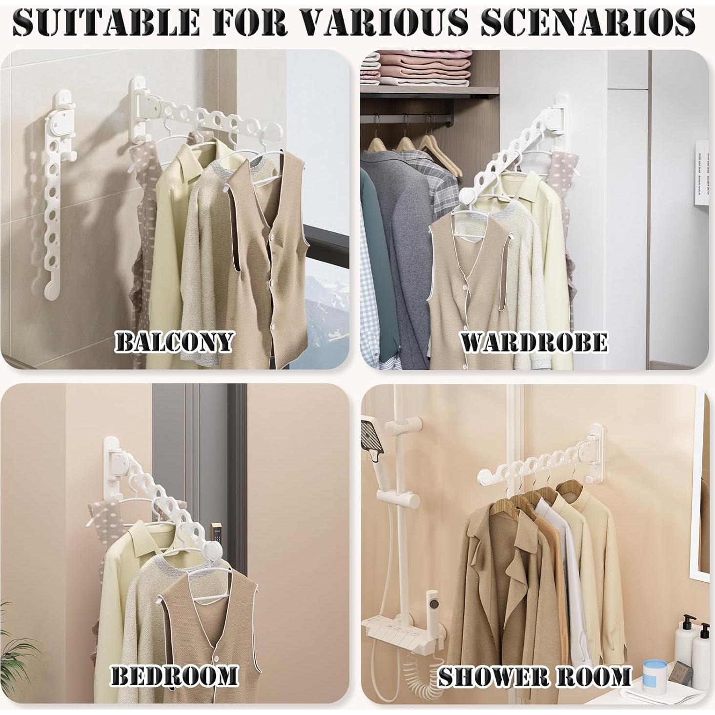 Soporte de Pared para Secar Ropa iMonse Blanco 2 Piezas