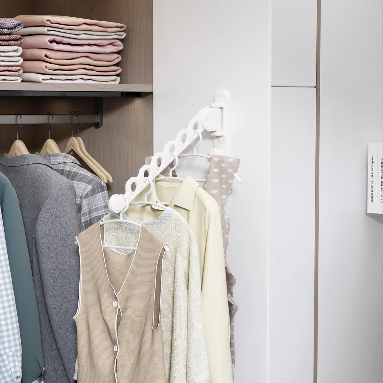 Soporte de Pared para Secar Ropa iMonse Blanco 2 Piezas