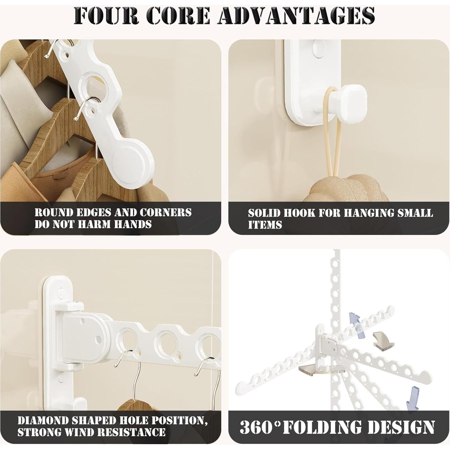 Soporte de Pared para Secar Ropa iMonse Blanco 2 Piezas