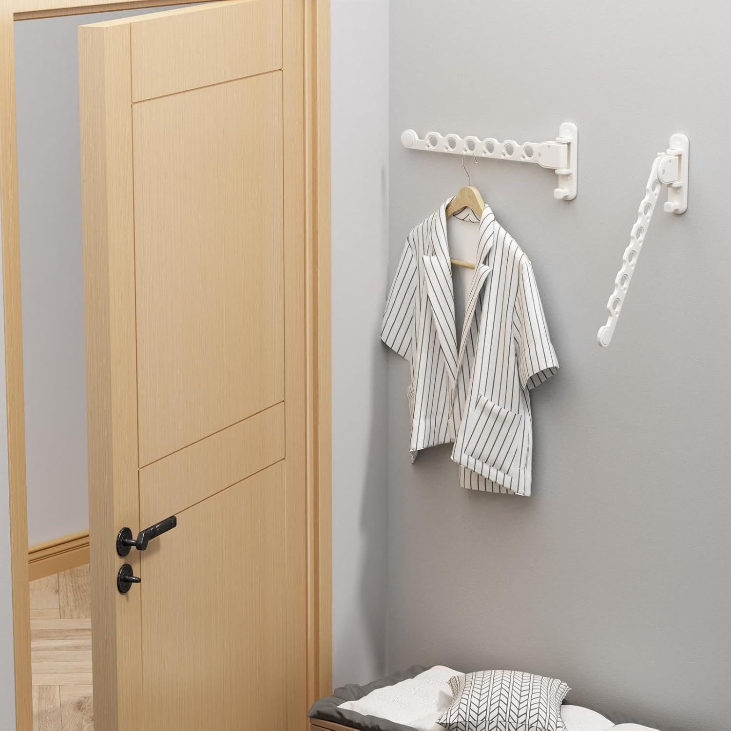 Perchero Plegable Montado en Pared Danpoo Blanco - 2 Unidades