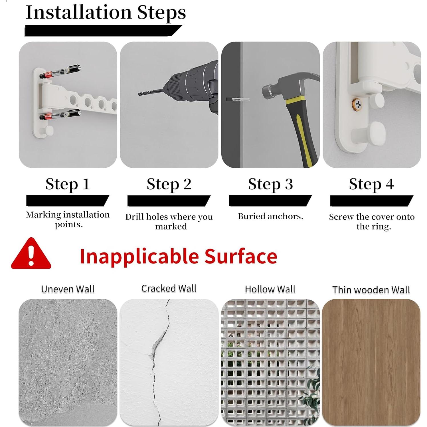 Perchero Plegable Montado en Pared Danpoo Blanco - 2 Unidades