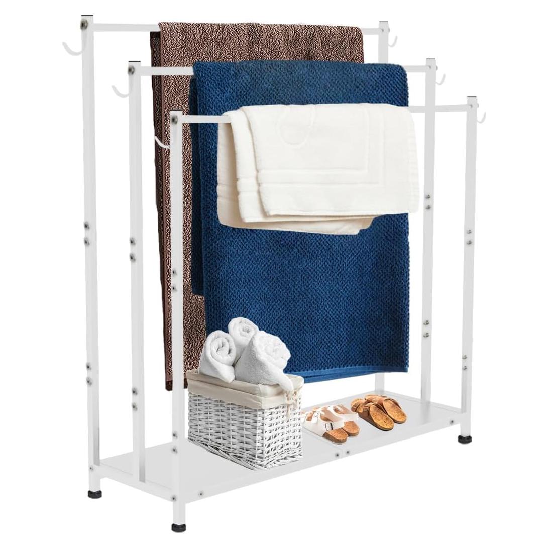 Soporte de Toallas de Pie AnBaiMei Blanco 3 Niveles 8.4 kg