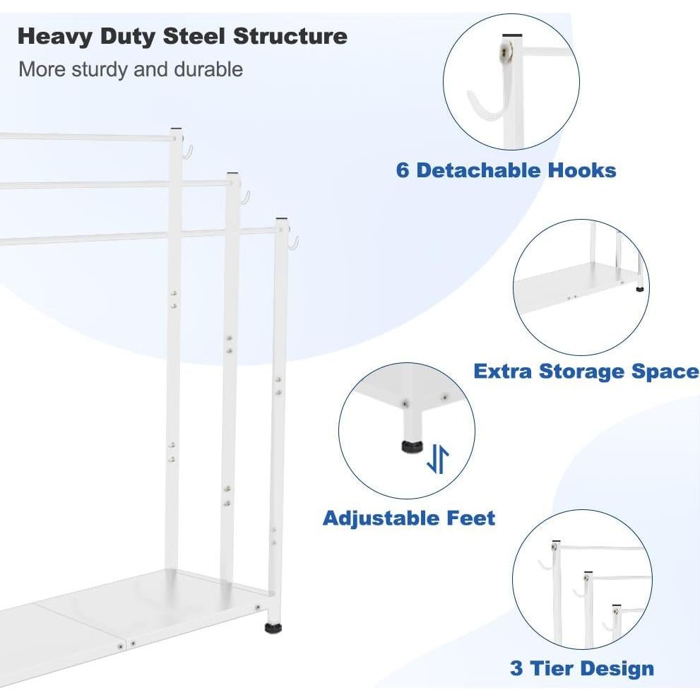 Soporte de Toallas de Pie AnBaiMei Blanco 3 Niveles 8.4 kg