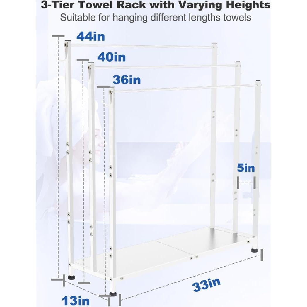 Soporte de Toallas de Pie AnBaiMei Blanco 3 Niveles 8.4 kg