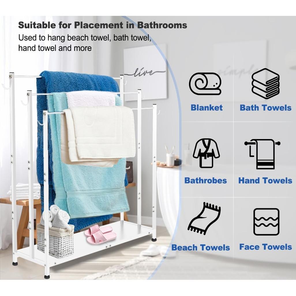 Soporte de Toallas de Pie AnBaiMei Blanco 3 Niveles 8.4 kg