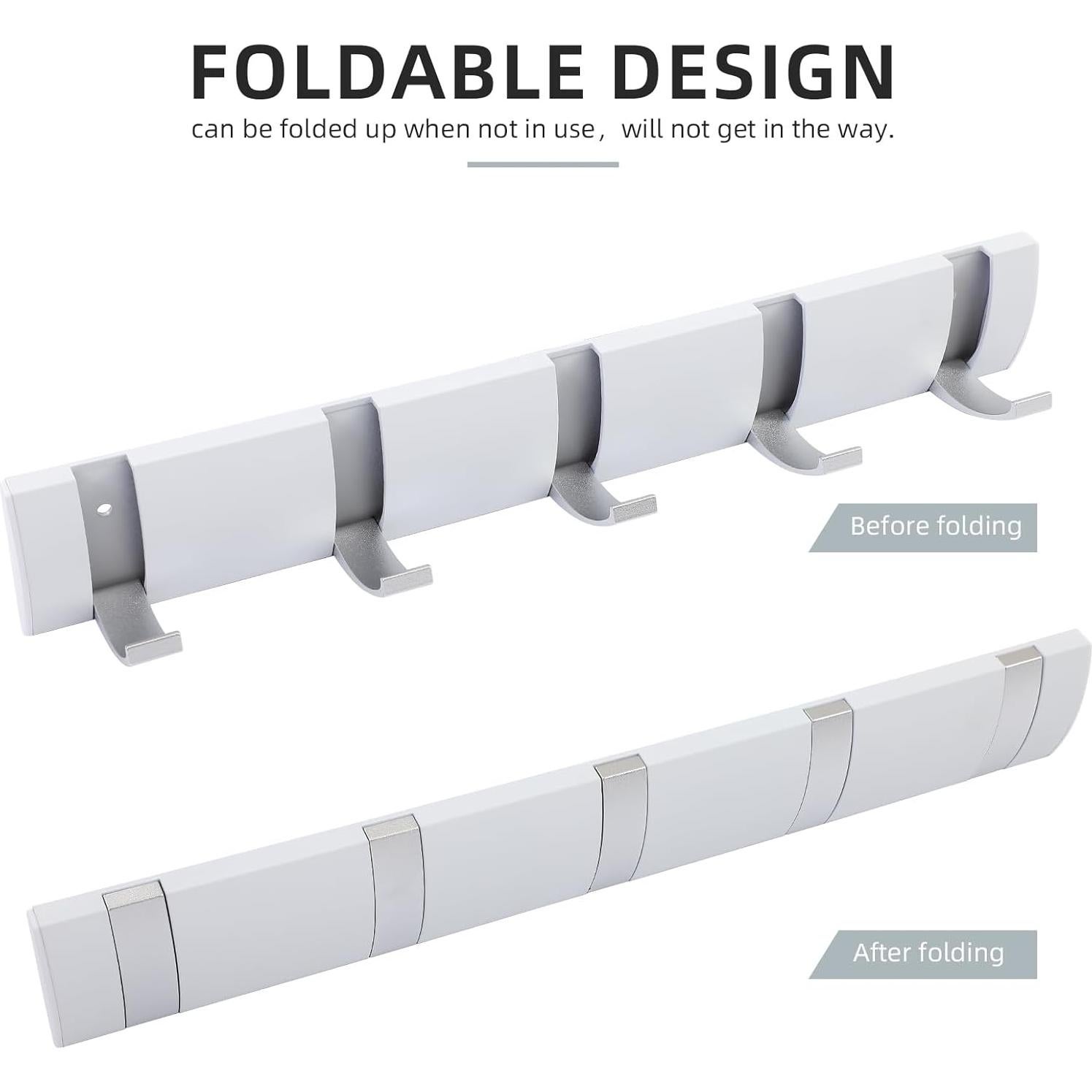 Perchero Plegable Cehold 2 Paquetes 5 Ganchos Blanco Plata