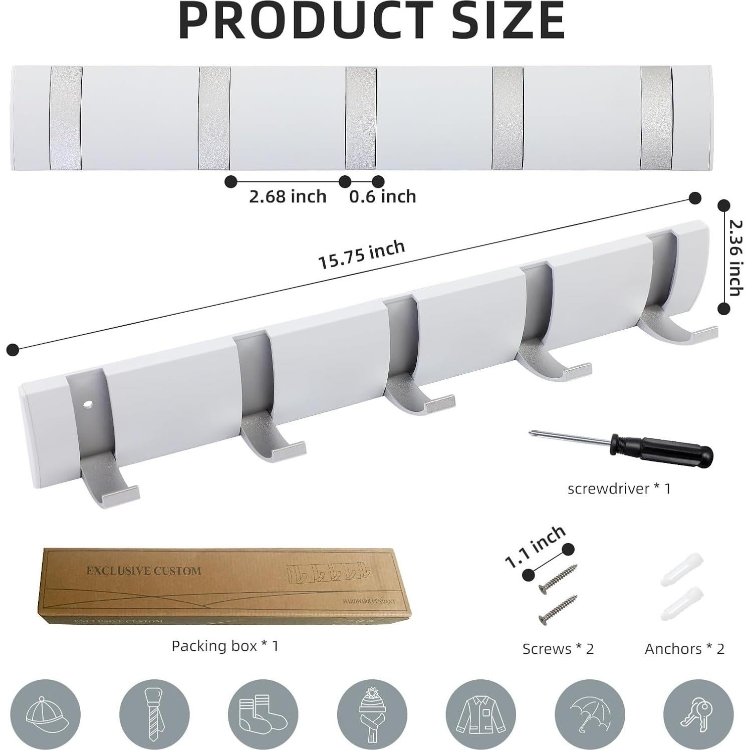 Perchero Plegable Cehold 2 Paquetes 5 Ganchos Blanco Plata