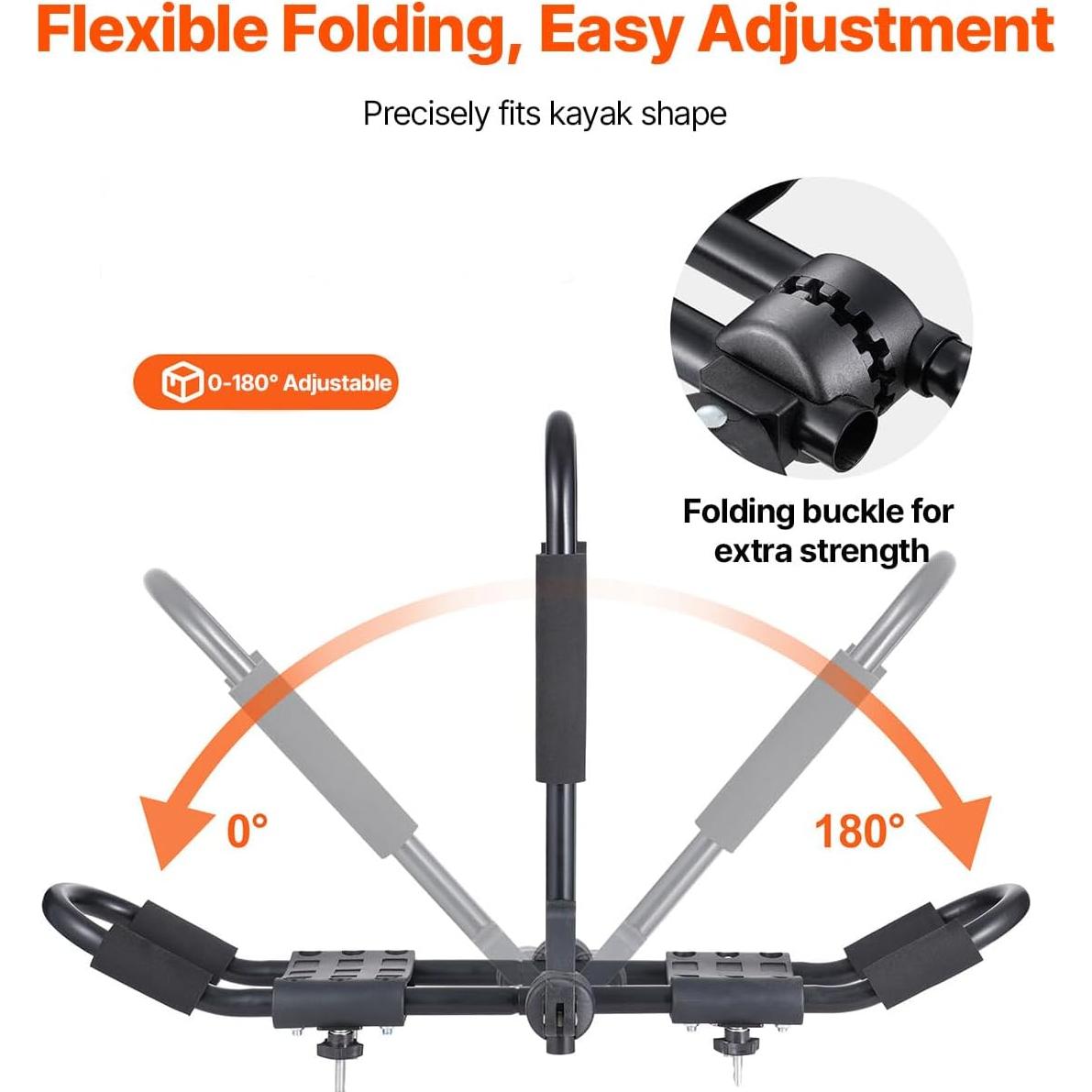 Soporte de Techo para Kayak VEVOR J-Bar Plegable 68 kg