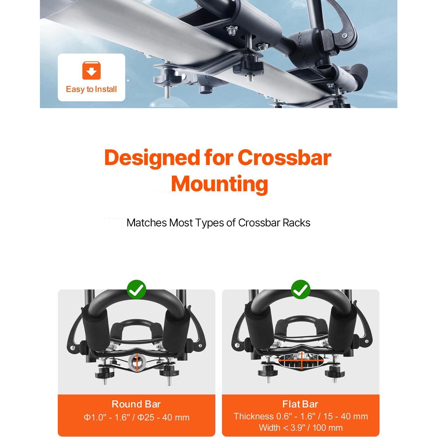 Soporte de Techo para Kayak VEVOR J-Bar Plegable 68 kg