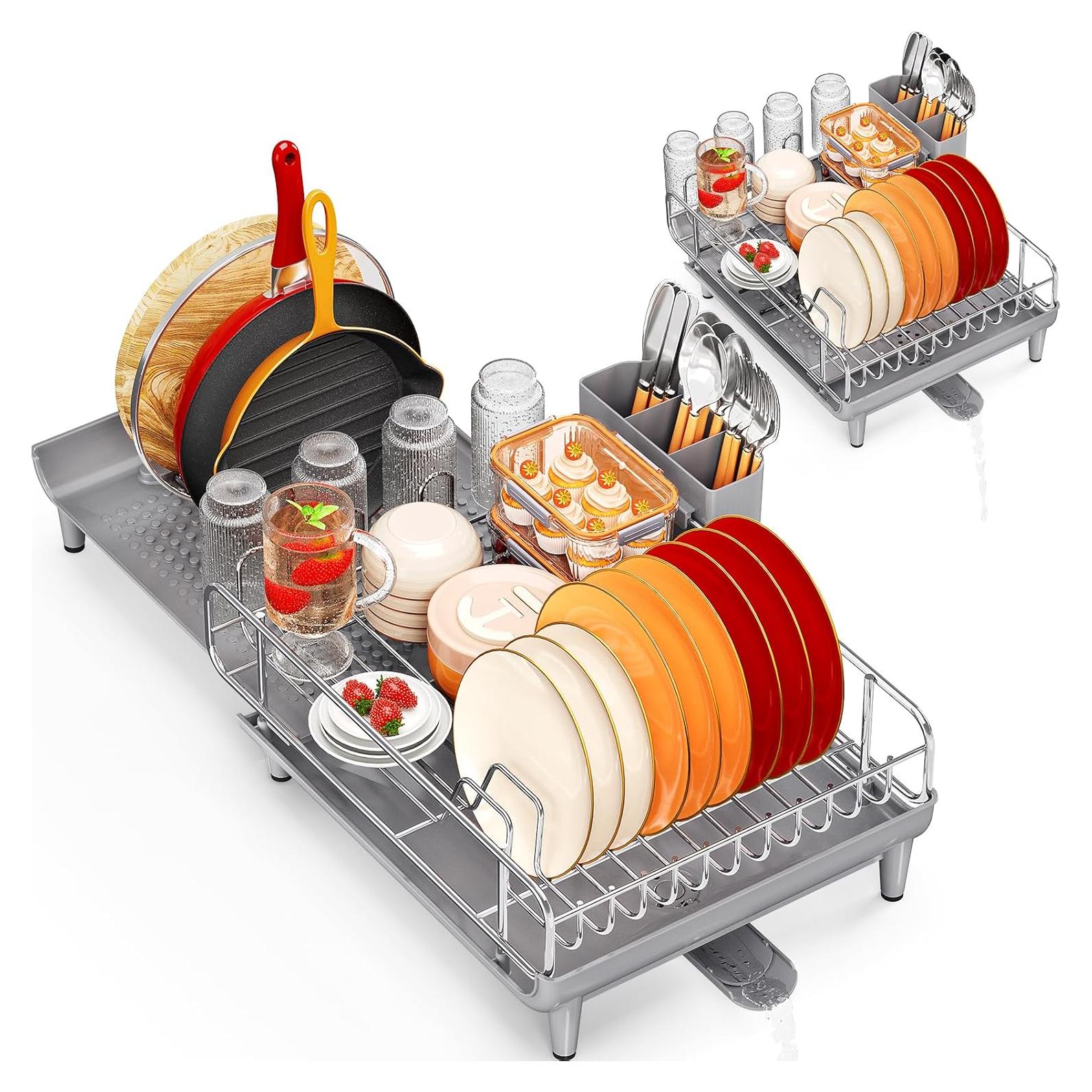 Estante Expandible para Platos TOOLF de Acero Inoxidable Gris