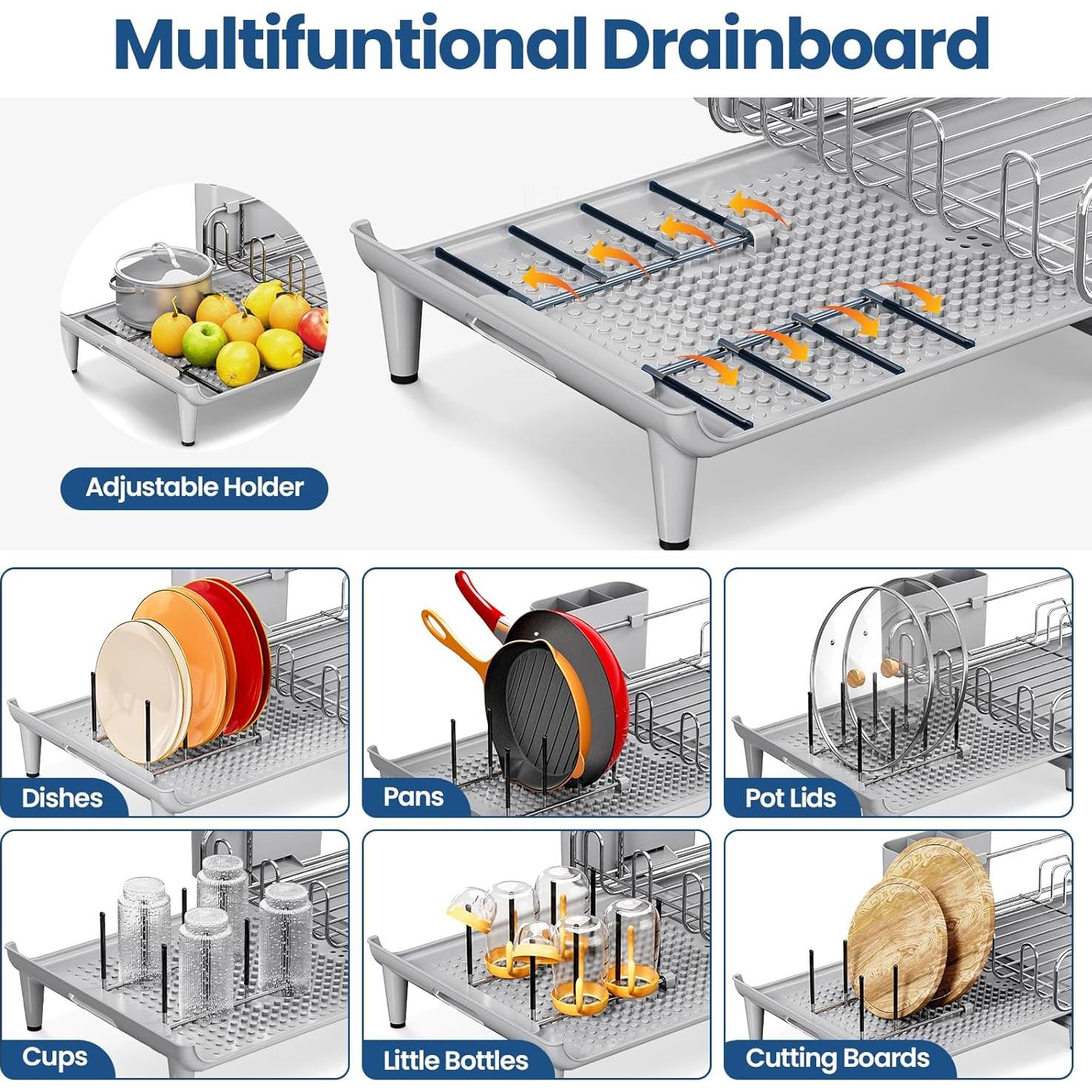 Estante Expandible para Platos TOOLF de Acero Inoxidable Gris