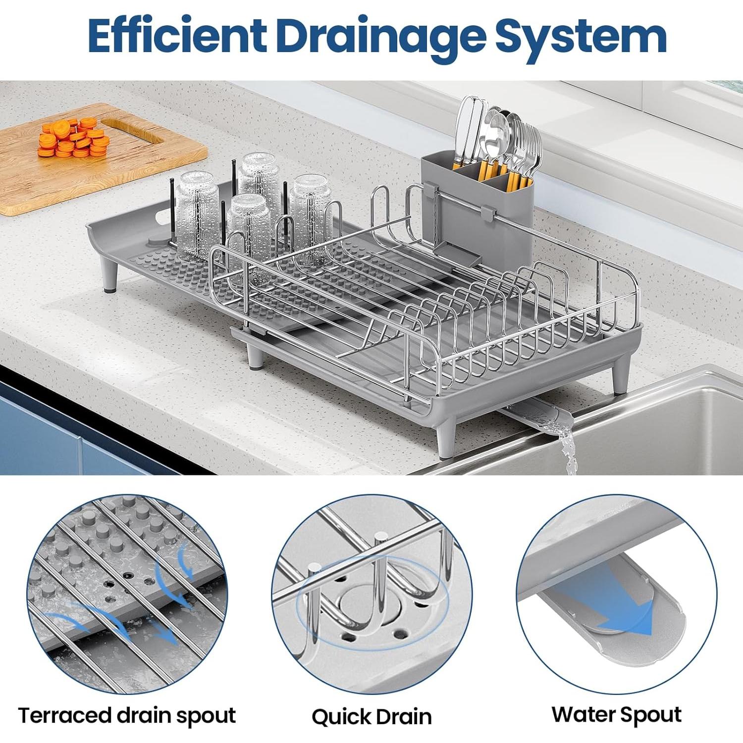 Estante Expandible para Platos TOOLF de Acero Inoxidable Gris