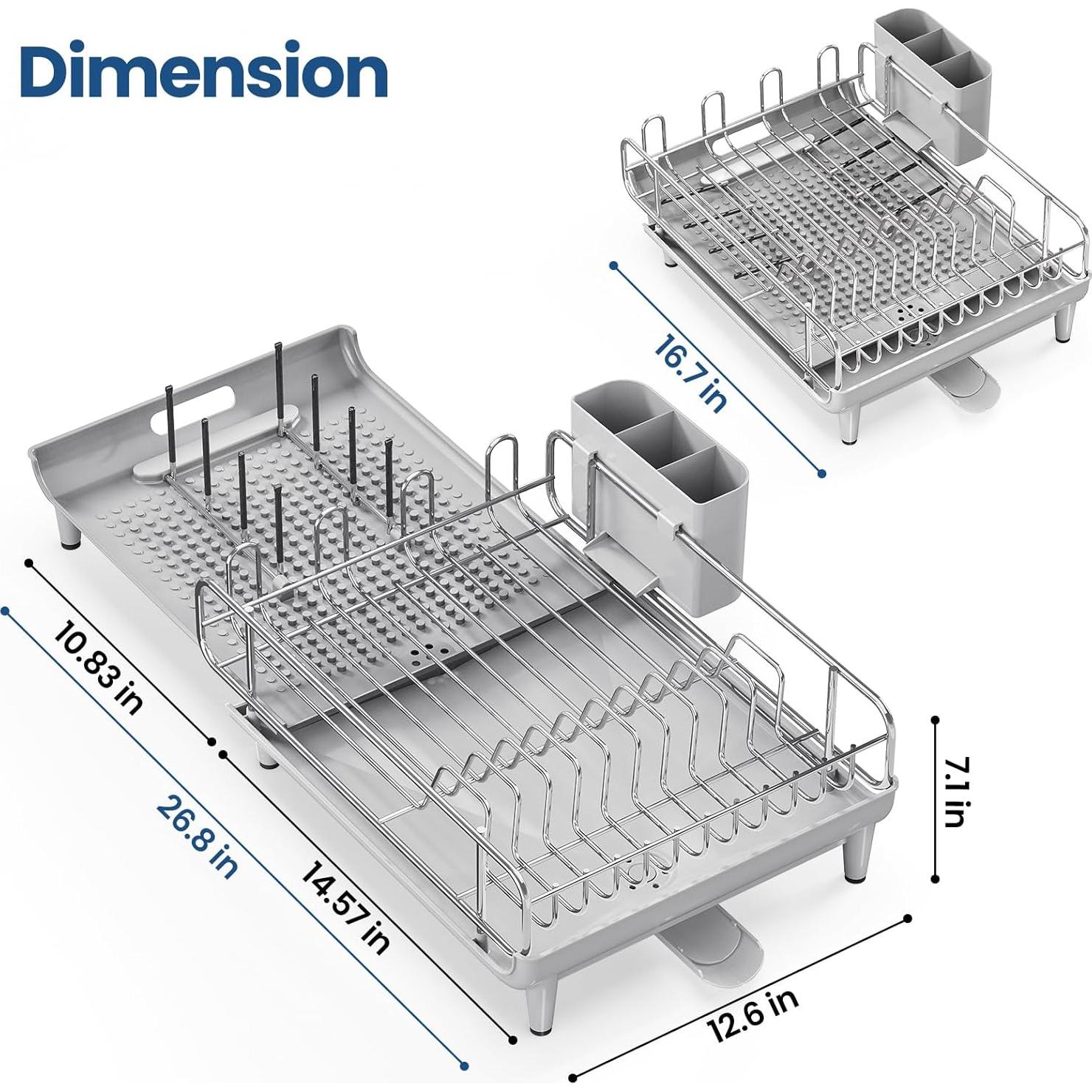 Estante Expandible para Platos TOOLF de Acero Inoxidable Gris
