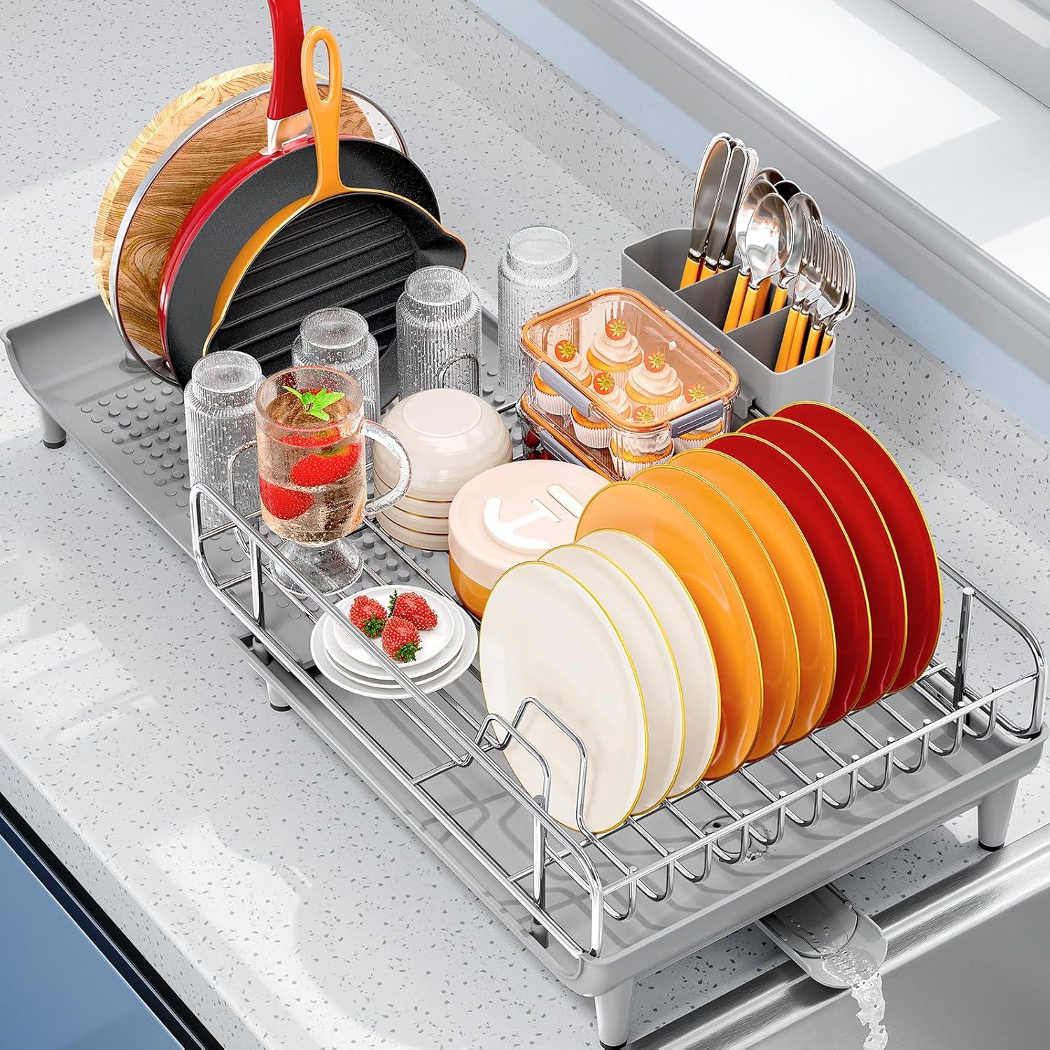 Estante Expandible para Platos TOOLF de Acero Inoxidable Gris