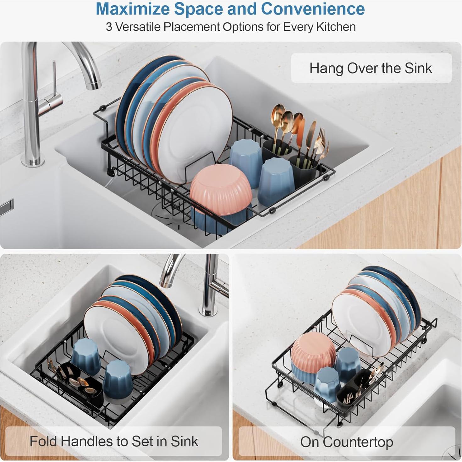 Estante Secado Platos iSPECLE Expandible 12.4-17.1'' Negro