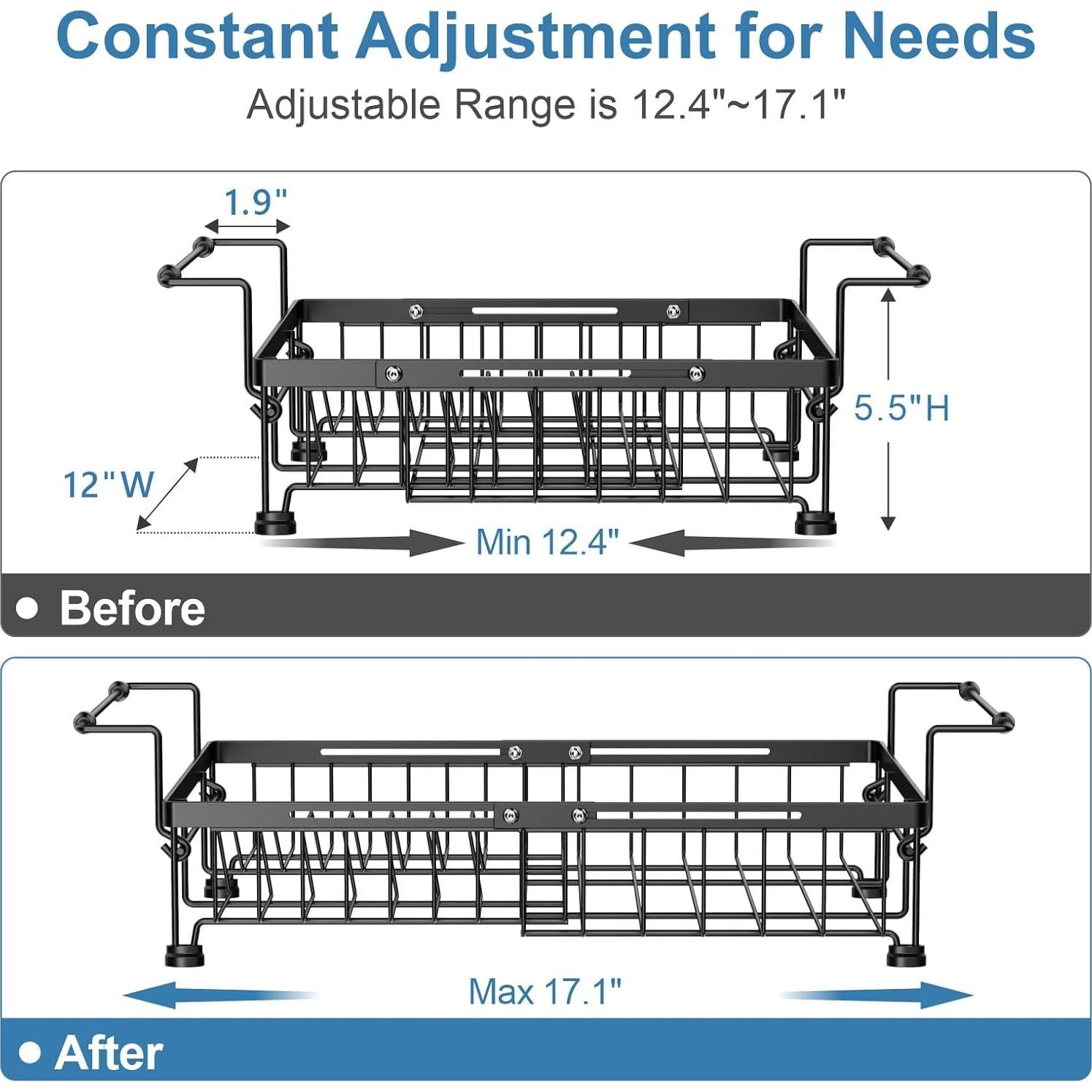Estante Secado Platos iSPECLE Expandible 12.4-17.1'' Negro