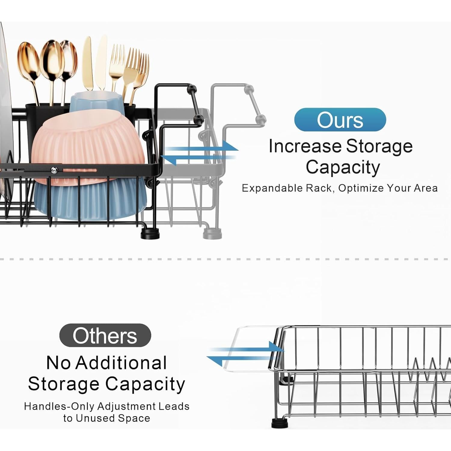 Estante Secado Platos iSPECLE Expandible 12.4-17.1'' Negro