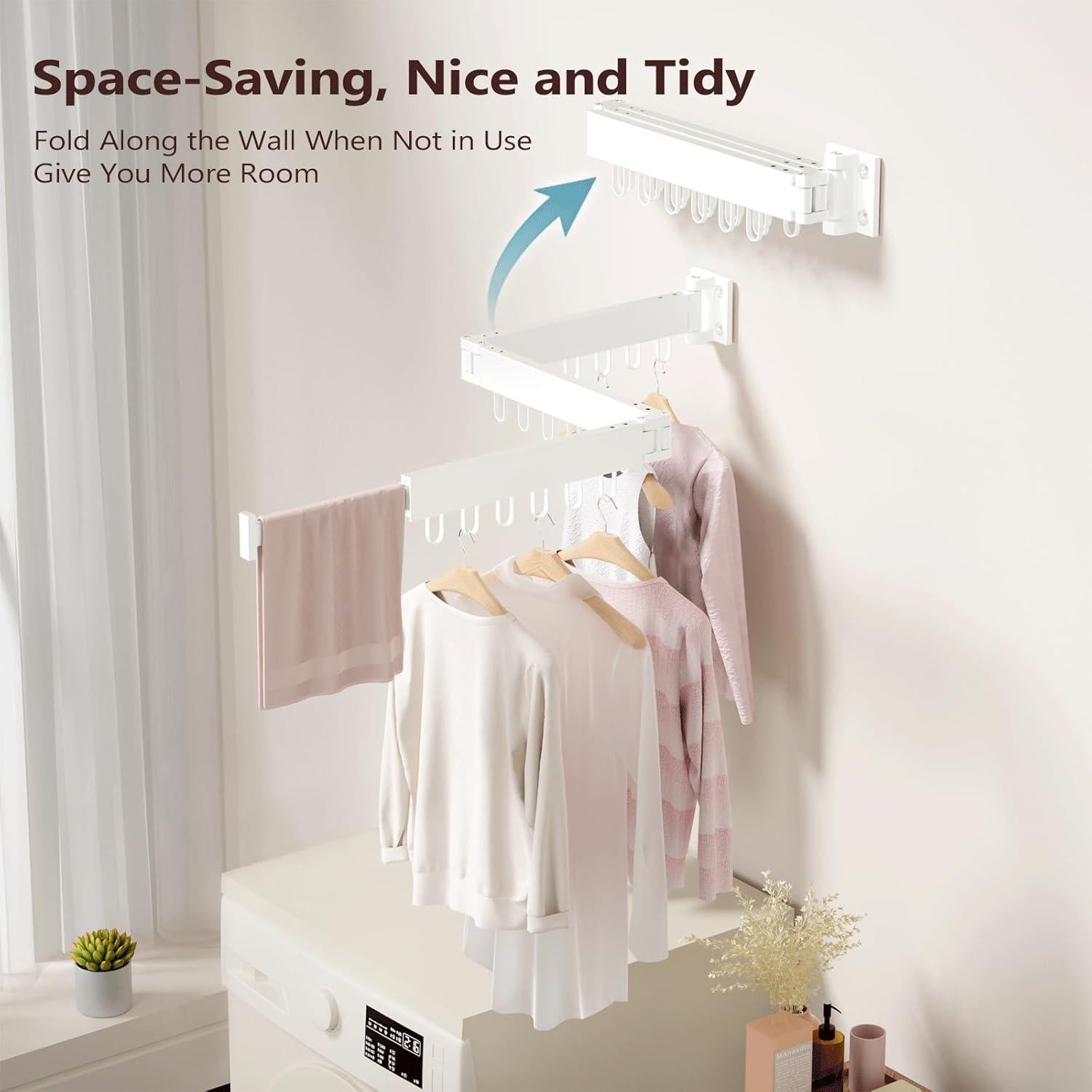 Perchero de Secado Plegable JAUREE Blanco 18 Ganchos